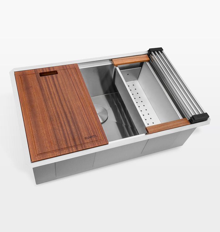 Roma Single Stainless Steel Workstation Kitchen Sink - 30"