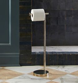 Brushed Nickel Toilet Paper Stand - Holds 4 Rolls, Free Standing & Space Saver