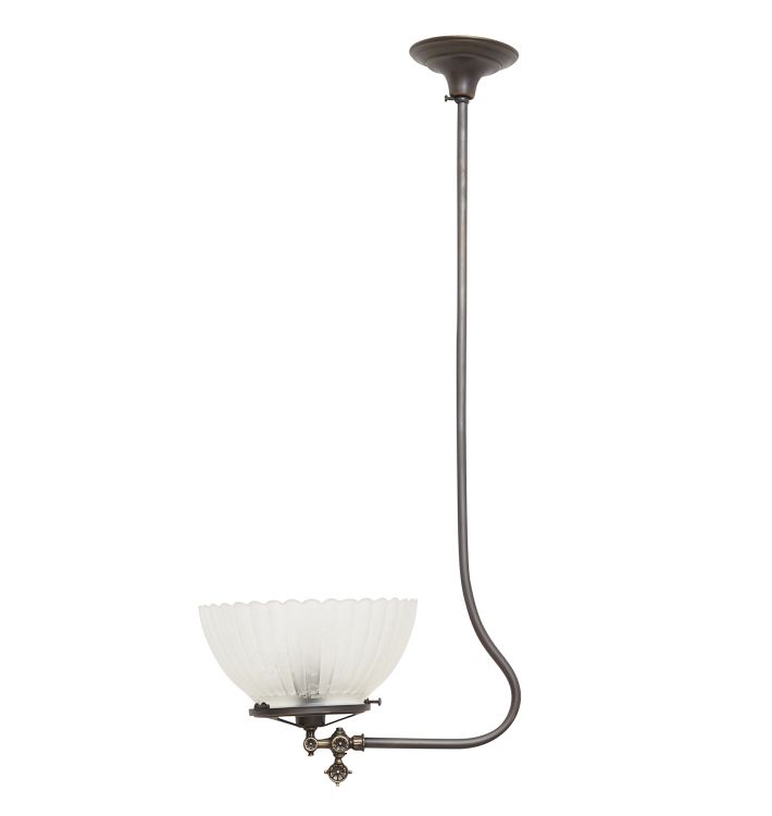 Antique Victorian Converted Gas Pendant with Scalloped Shade