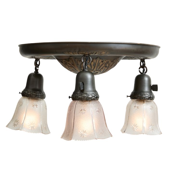 Vintage Flush Mount Classical Revival 3 Light