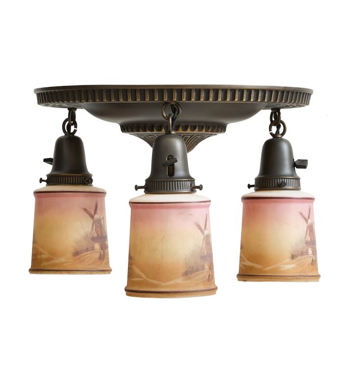 Vintage Flush Mount 3 Light Classical Revival