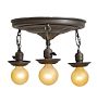 Vintage Flush Mount 3 Light Barebulb Classical Revival