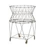Vintage Basket Folding Wire Industrial Storage On Casters