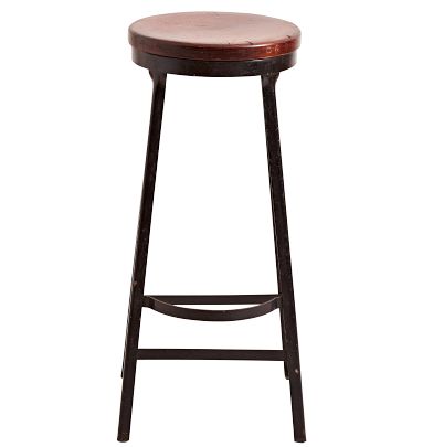 Steel Industrial Stool with Wood Seat