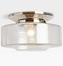 Foster 8" Fitter Flush Mount, Polished Nickel - Clear Wide Cylinder Shade