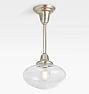 Rose City 3-1/4" Fitter Rod Pendant, Brushed Nickel - 9-5/8" Clear Jerico Shade - 32" Length - No Vault Mount