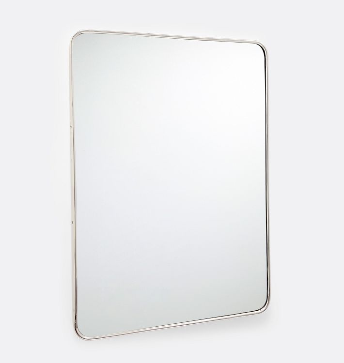 Rounded Rectangle Metal Framed Mirror, 20" x 30" - Polished Nickel