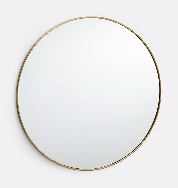 OPEN BOX: Round Metal Framed Mirror, 36" Diameter - Aged Brass