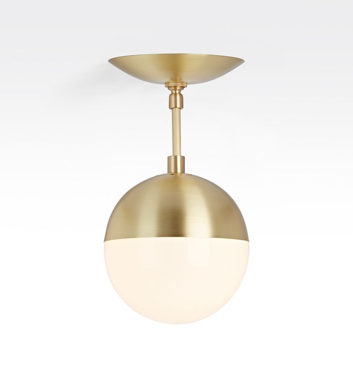 Palo Alto Semi-Flush Mount, Brushed Satin - 6" White Neckless Shade