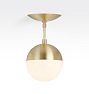 Palo Alto Semi-Flush Mount, Brushed Satin - 6" White Neckless Shade