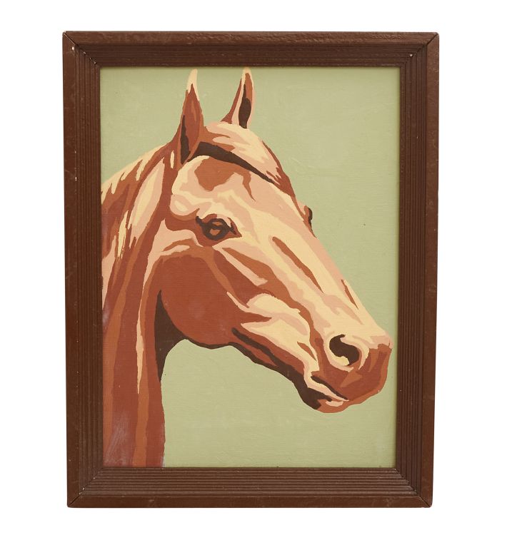 Vintage Paint-by-Numbers Equestrian Portrait