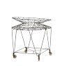 Vintage Industrial Metal Folding Wire Storage Basket Free Standing on Casters