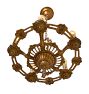 Vintage Classical Revival 5-Light Bare-Bulb Polychrome Candle Chandelier