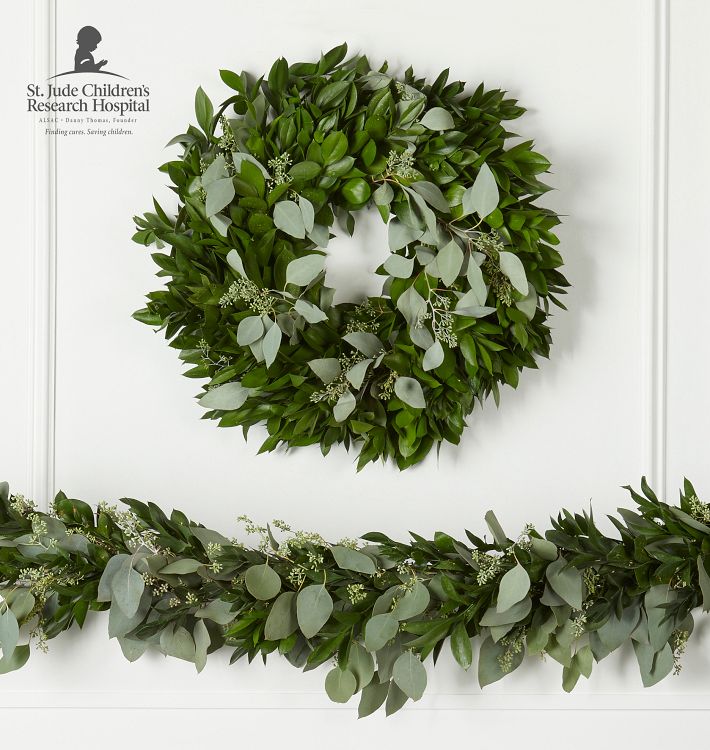 Live Ruscus &amp; Seeded Eucalyptus Garland and Wreath