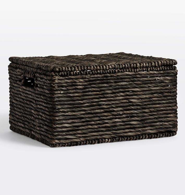 Open Box: Stafford Woven Rectangle Basket, 17" x 14" x 9", Black Washed