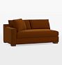 Sublimity Classic Sectional Left Arm Sofa with Bench Cushion, Cannes Velvet Cognac