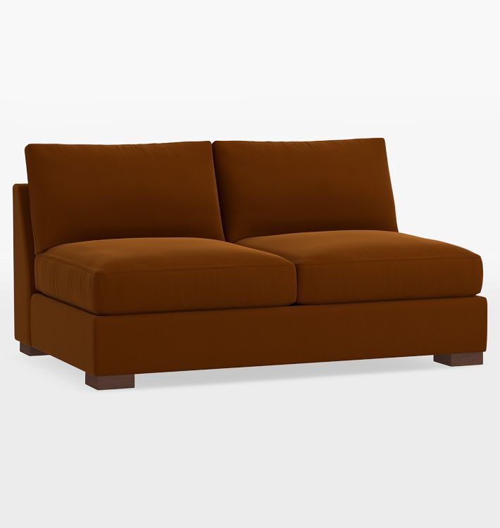 Wrenton Classic Sectional Armless Sofa with Bench Cushion, Cannes Velvet Cognac