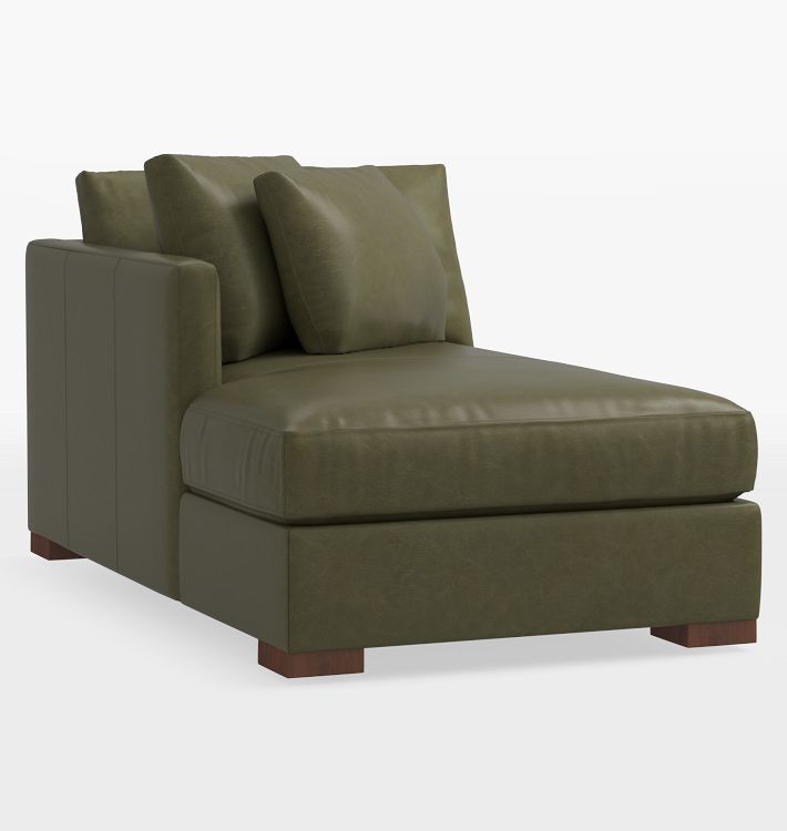 Wrenton Classic Leather Sectional Left Arm Chaise, Davenport Evergreen