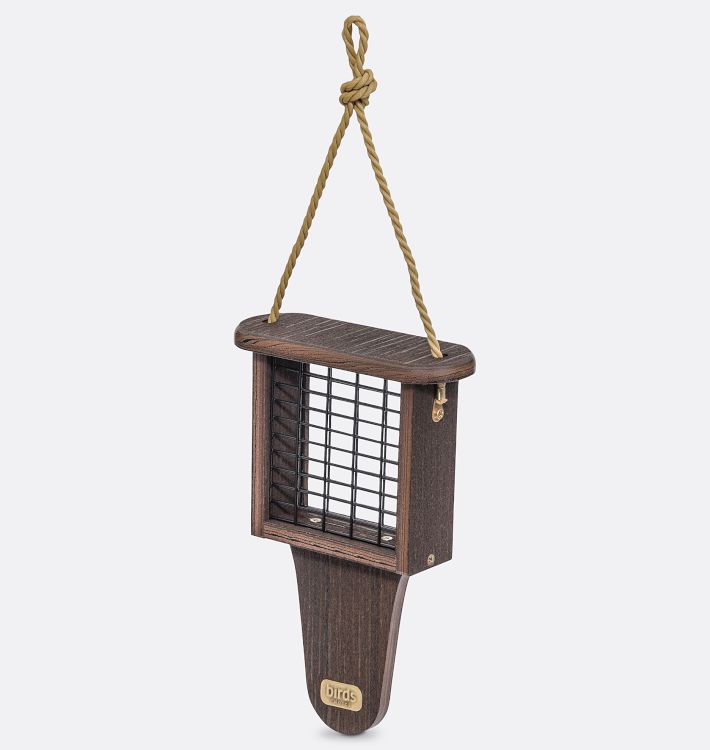 Modern Farmhouse Suet Bird Feeder, 7.6"L x 3"W x 11.75"H - Brazilian Walnut
