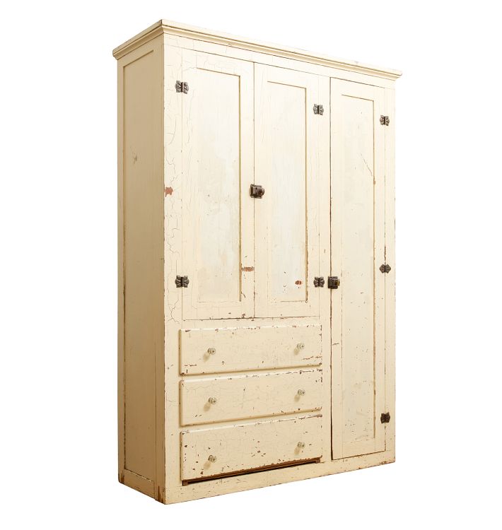 Large dressing cabinet white craking paint 2 door 3 drawer