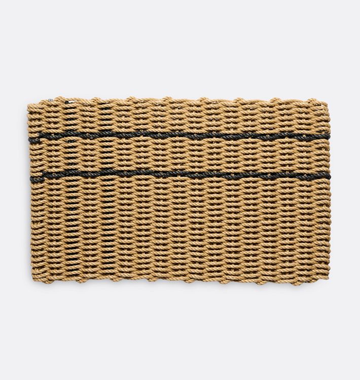 The Rope Co Thin Stripe Doormat, 18"W x 30"L - Wheat & Charcoal