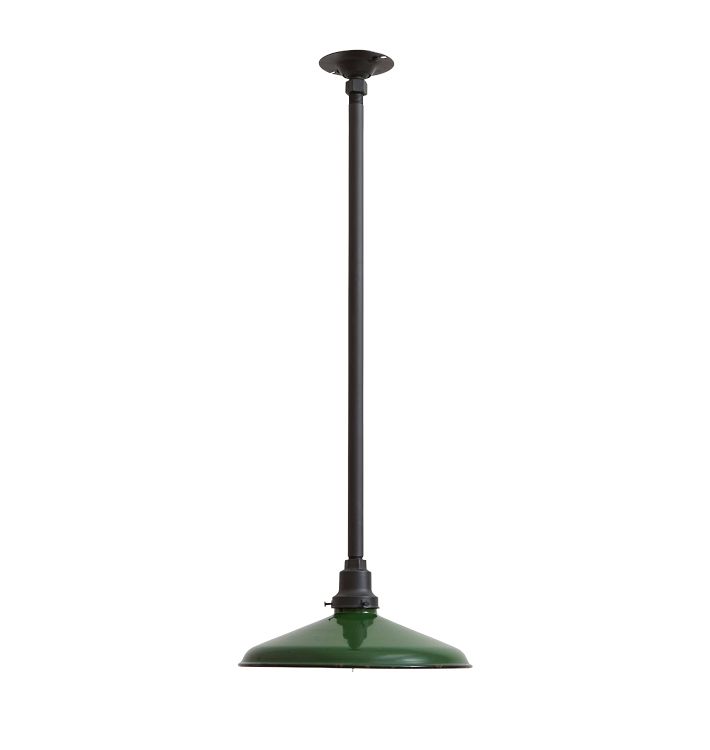 Vintage Industrial Pendant with Low Profile 12" Green Enamel Shades