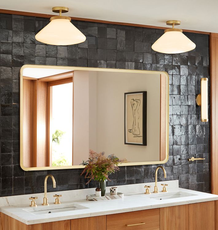 Double Vanity Wide Metal Framed Mirror