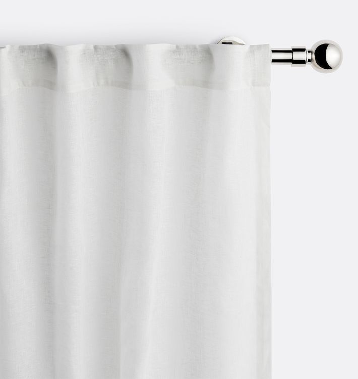 Custom Belgian Linen Sheer Curtains, 50" x 86" - White