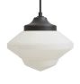 Vintage Mid-Century Modern Pendant with Original 12&quot; Opalescent Glass Schoolhouse Shade