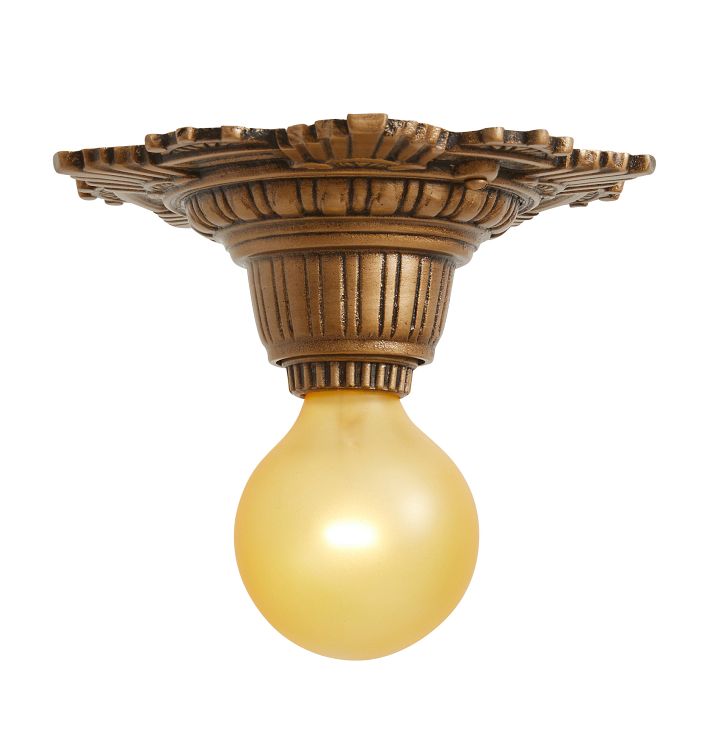 Vintage Classical Revival Single-Light Bare-Bulb Flush Mount