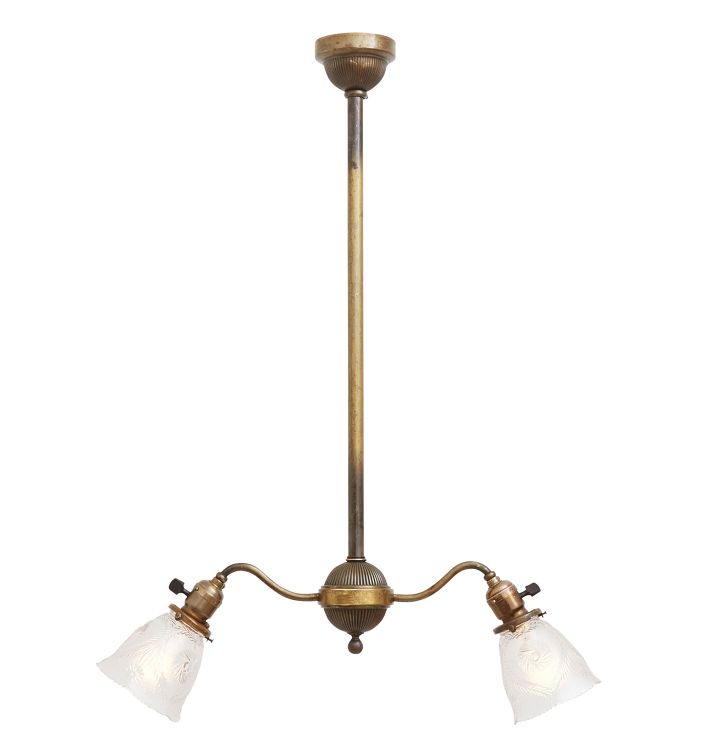 Antique Victorian 2-Arm Pendant with Reeded Body