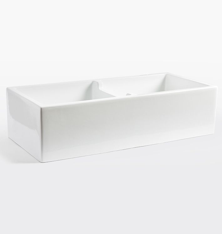 Frost Fireclay Double Kitchen Sink, 39-1/2" x 10" x 18"