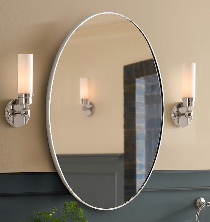 Thin Metal Frame Oval Mirror