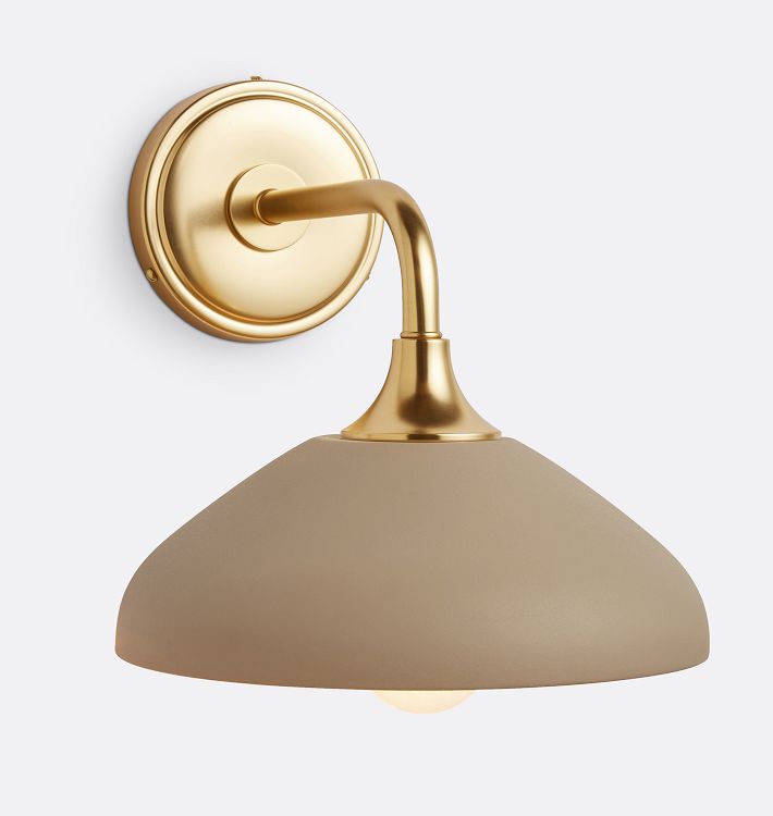 Trillium Sconce, Aged Brass - Gypsum Ceramic Shade
