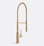 Culinary Corsano Blade Handle Pull Down Kitchen Faucet with Button Sprayer, Satin Bronze PVD