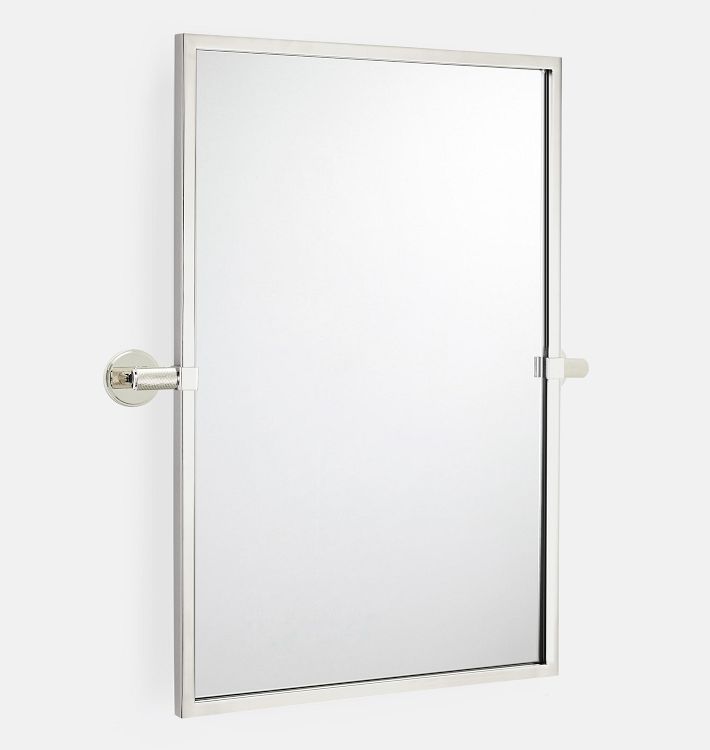 Trask Sharp Rectangle Pivot Mirror, 21" x 32" - Polished Nickel
