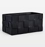 OPEN BOX Leather Woven Basket - 16" X 8" X 8" - Black