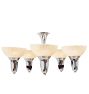 Vintage Art Deco Chromed 5-Light Cup Shade Chandelier