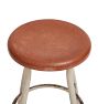 Vintage Industrial Tubular Steel Stool with Red Seat