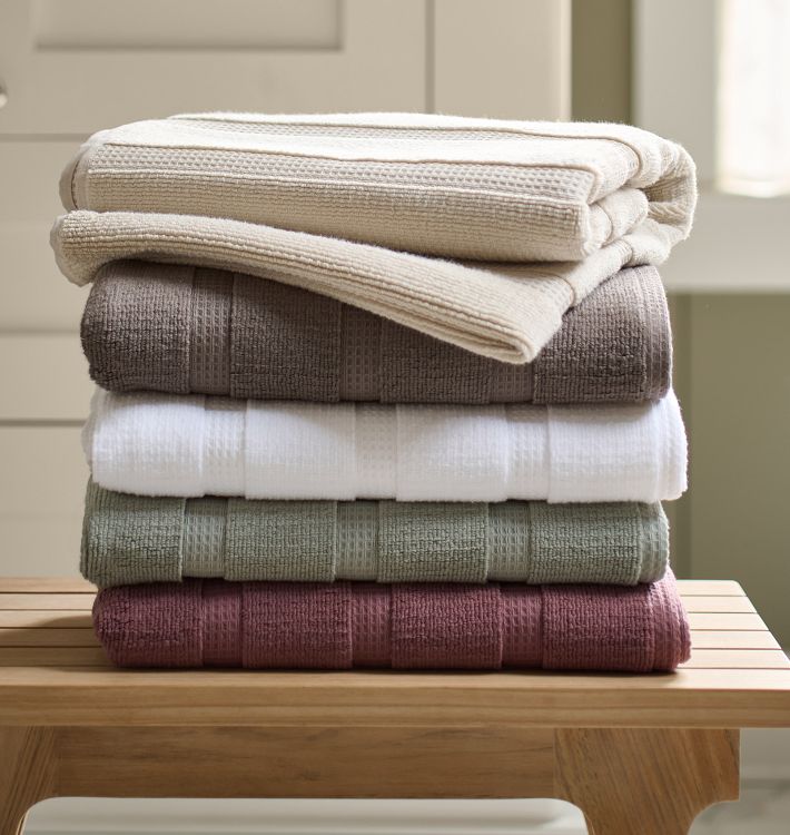 Waffle Stripe Organic Terry Cotton Towel