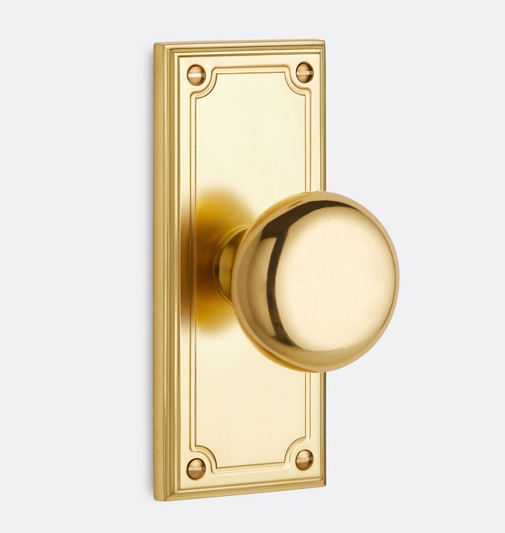Vincent Interior Door Set, Knob - Dummy - Aged Brass
