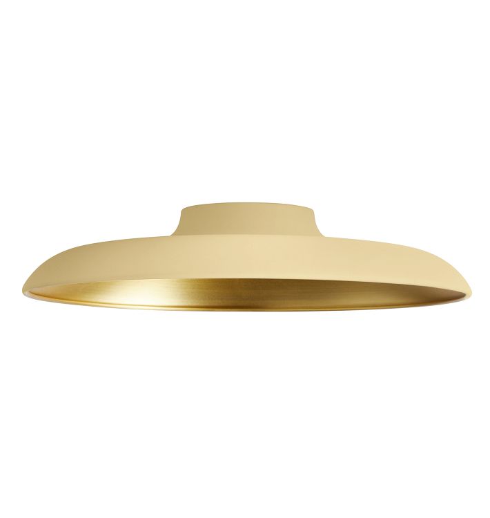 Uno 12" Brass Dish Shade, 12" Diameter - Matte Buttercup Ext - Brass Interior