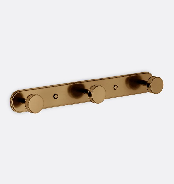 Ladd Linear Hook Rack, Heritage Brass