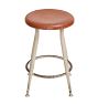 Vintage Industrial Tubular Steel Stool with Red Seat