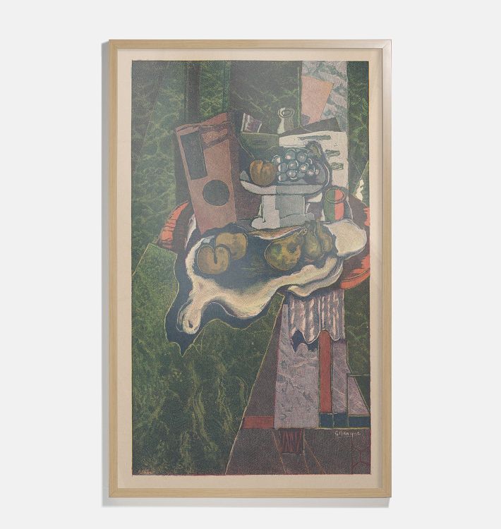Still Life with Fruit Bowl on a Table Framed Reproduction Wall Art Print 11"x17" by Georges Braque