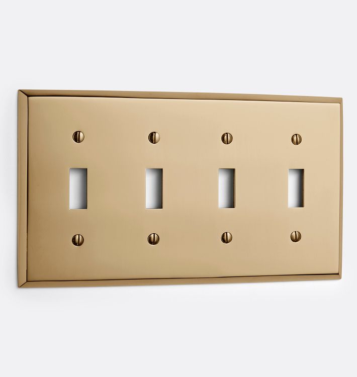 Lewis Quad Toggle Switchplate, Heritage Brass