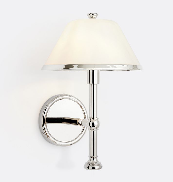 Howell Sconce, Glass Shades, 14" - Polished Nickel - Glass Shade