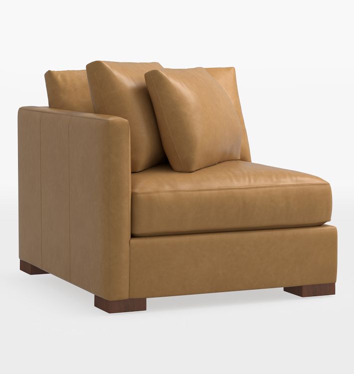 Wrenton Leather Arm Chair Sectional Component, Left Arm - Classic - Preserve Leather, Sunflower