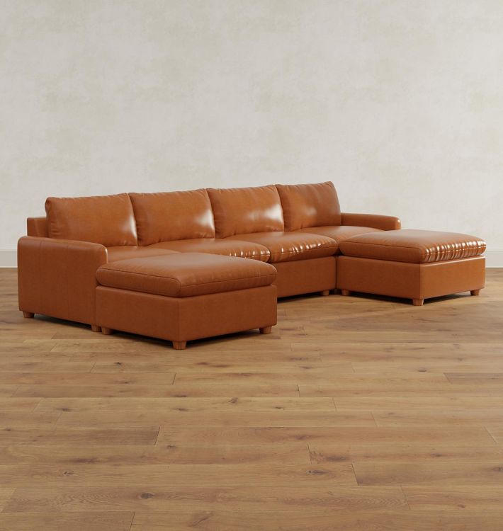 Roswell Leather 6-Piece Double Ottoman Sectional Sofa