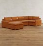 Roswell Leather 6-Piece Sectional Sofa With Ottoman